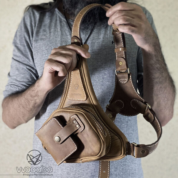 کیف سینه‌ای (چستپک) و نیم‌کوله چرم کد ۰۱۵۵